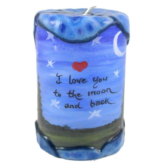 Quote Pillar Candle "I Love You To The Moon And Back" - 4 X 6