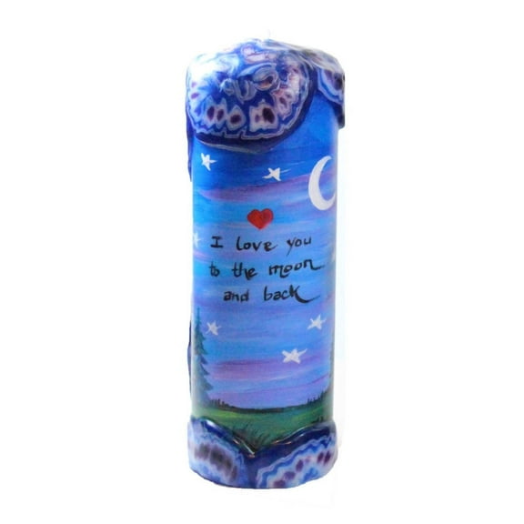 Quote Pillar Candle - "I love you to the moon and back"