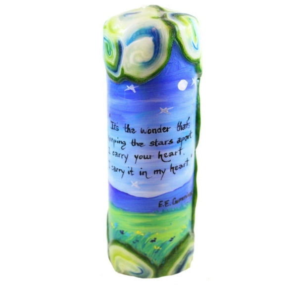 Quote Pillar Candle - "It's the wonder that's keeping the stars apart, I carry your heart" E.E. Cummings
