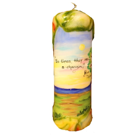 Quote Pillar Candle - "The times they are a-changin" Bob Dylan