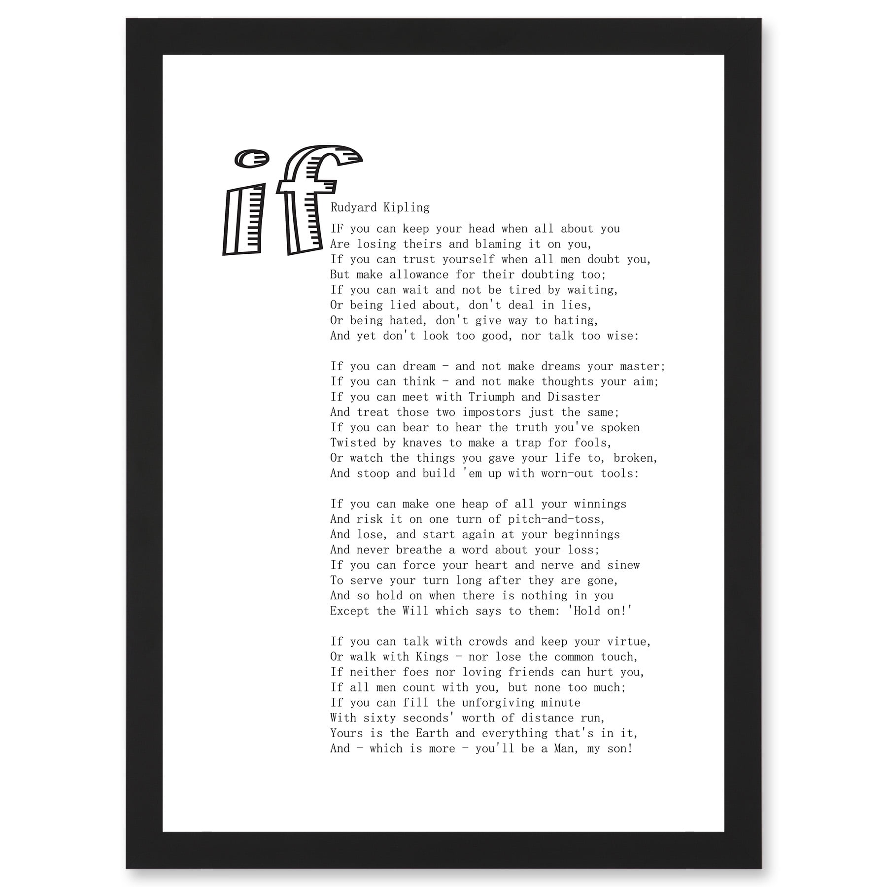 quote-rudyard-kipling-if-poetry-poem-artwork-framed-wall-art-print-a4-walmart-com for If By Rudyard Kipling Free Printable Quote Rudyard Kipling If Poetry Poem Artwork Framed Wall Art Print A4 - Walmart.com for If By Rudyard Kipling Free Printable