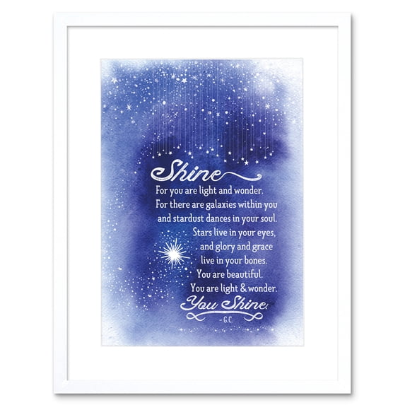 Quote Shine Stars Artwork Framed Wall Art Print 9X7 Inch