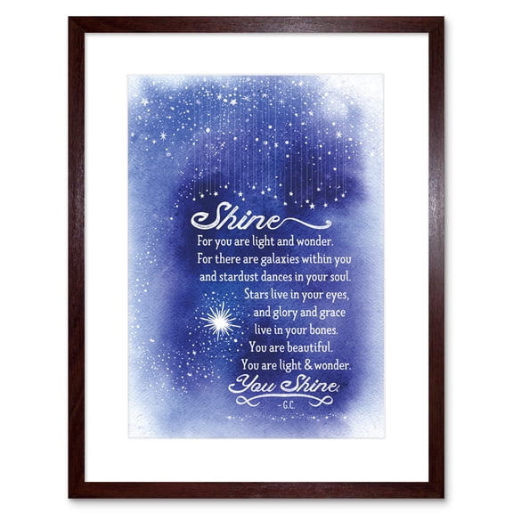 Quote Shine Stars Artwork Framed Wall Art Print 9X7 Inch
