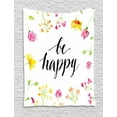 thumbnail image 1 of Quote Tapestry, Positive Vibes Spring Revival Floral Be Happy Phrase Framed by Colorful Wild Flowers, Wall Hanging for Bedroom Living Room Dorm Decor, 60W X 80L Inches, Multicolor, by Ambesonne, 1 of 2