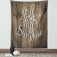 thumbnail image 1 of Quote Tapestry, Romantic Positive Phrase on Rustic Oak Relationship Life Marriage Inspirational Concept, Wall Hanging for Bedroom Living Room Dorm Decor, 60W X 80L Inches, Brown, by Ambesonne, 1 of 5