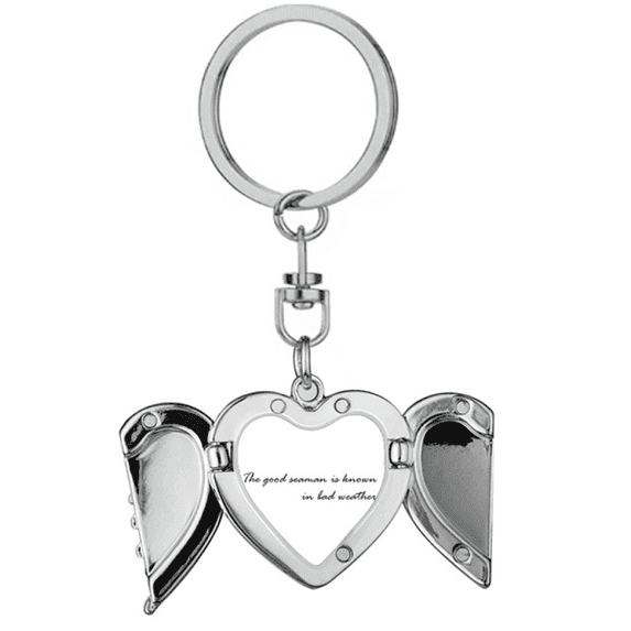 Quote The Good Is Known In Bad Weather Heart Angel Wing Key Chain Holder