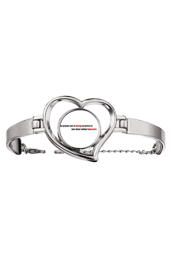 Quote The Greatest Test Is To Bear Defeat Bracelet Heart Jewelry Wire Bangle