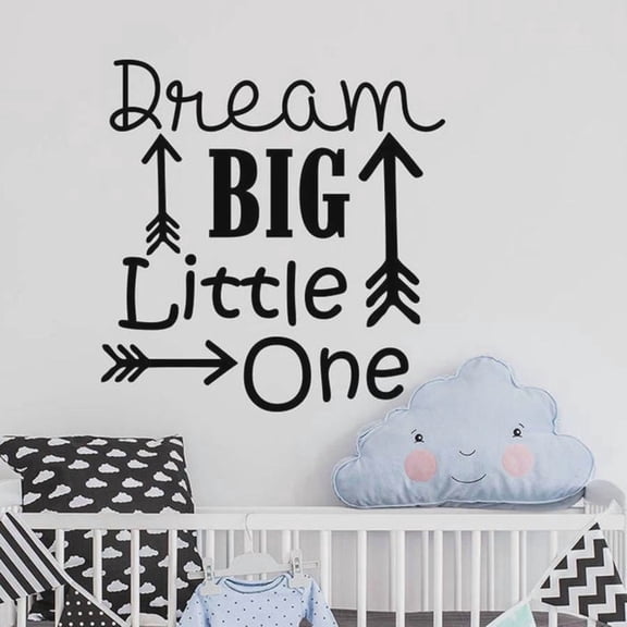 Quote Wall Decal Dream Big Little One Vinyl Wall Art Sticker Rustic Arrow Woodland Nursery Kids Bedroom Home Decoration 30x30cm