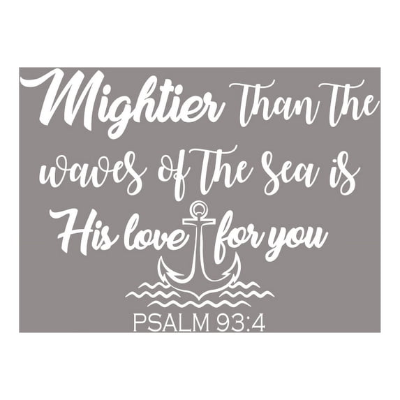 Quote Wall Decal Mightier Than the Waves Wall Decal Psalm 93:4 Nursery Decor F2 (white)
