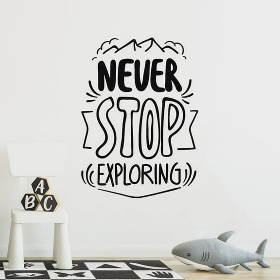 Quote Wall Decal Never Stop Exploring Vinyl Wall Sticker Kids Bedroom Adventure Mountain Teen Boy Room Home Decoration 42x57cm