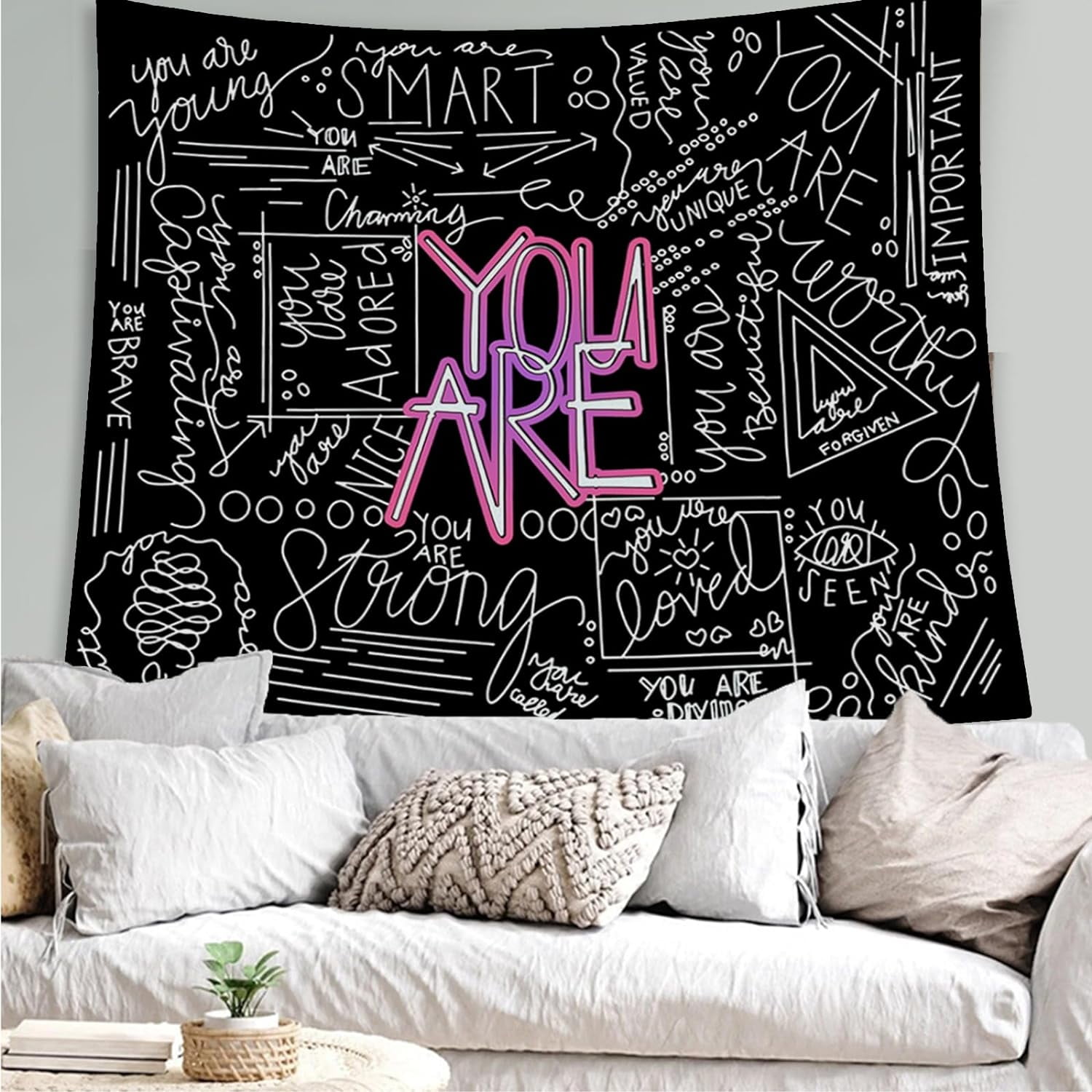 Quote You Are Tapestry Inspirational Wall Art Wall Hanging Positive Saying Classroom Tapestry for Teen Girl Bedroom Dorm Walmart