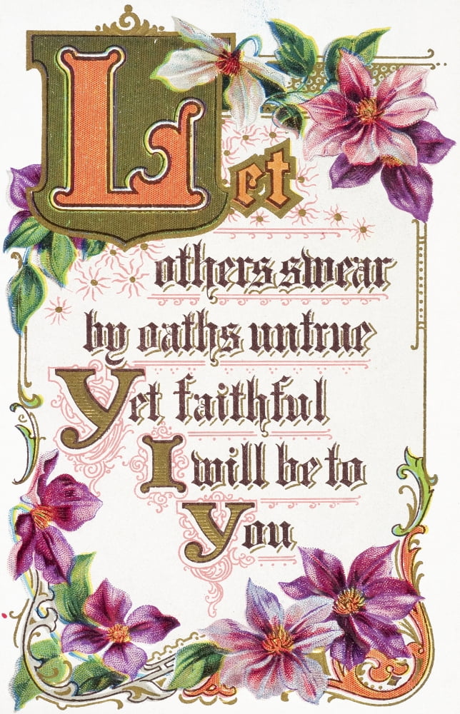 Quote from vintage greeting card with floral illustrations Canvas Art - Remsberg Inc Design Pics (12 x 19)