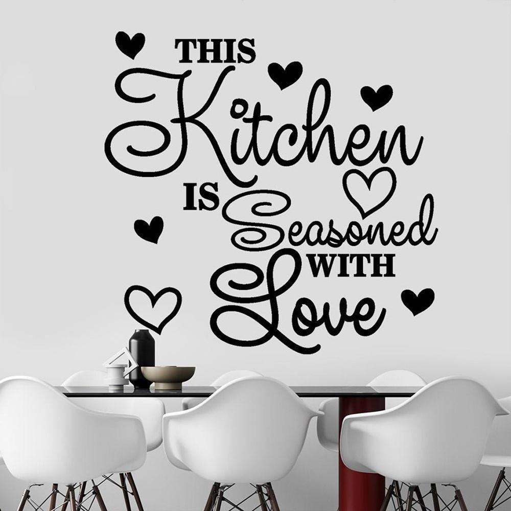 Quote wall decal kitchen decor this kitchen is seasoned with love Vinyl ...