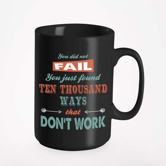 Quotes About Failure and Learning, Black 15oz Ceramic Mug