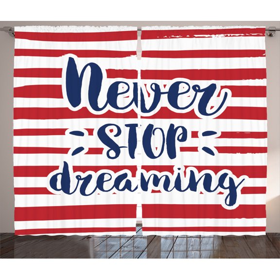 Ambesonne Saying Curtains 2 Panel Set, Words Indigo Inspirational, 108" x 90", Red Indigo