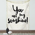 thumbnail image 1 of Quotes Decor Tapestry, Sunshine Inscription over Big Retro Dotted Background Wisdom Message Print, Wall Hanging for Bedroom Living Room Dorm Decor, 60W X 80L Inches, White Gold, by Ambesonne, 1 of 2