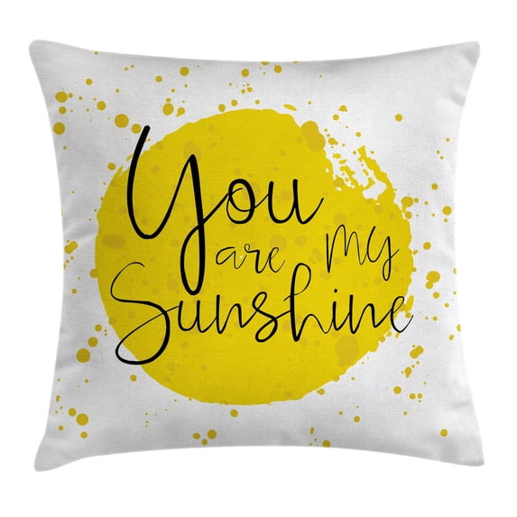 Quotes Decor Throw Pillow Cushion Cover, Circular Color Splash Outspread Brush with Inspirational Quote Valentines Concept, Decorative Square Accent Pillow Case, 24 X 24 Inches, Yellow, by Ambesonne