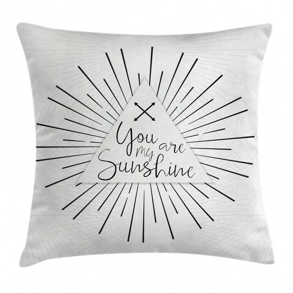 Quotes Decor Throw Pillow Cushion Cover, Minimalist Monochrome Tribal Boho Style Rays Lines and Interlace Arrows Image, Decorative Square Accent Pillow Case, 16 X 16 Inches, Black White, by Ambesonne