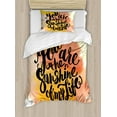 thumbnail image 1 of Quotes Decor Twin Size Duvet Cover Set, Retro Love Spouse Lettering over Psychedelic Hazy Cloud Splashes Image, Decorative 2 Piece Bedding Set with 1 Pillow Sham, Orange Yellow, by Ambesonne, 1 of 3