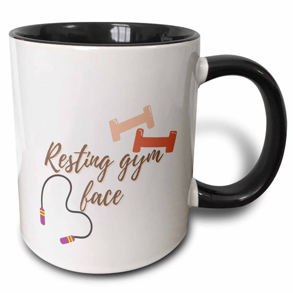 3drose, Quotes for Work Out Resting Gym Face, 15oz Two-tone Black Mug