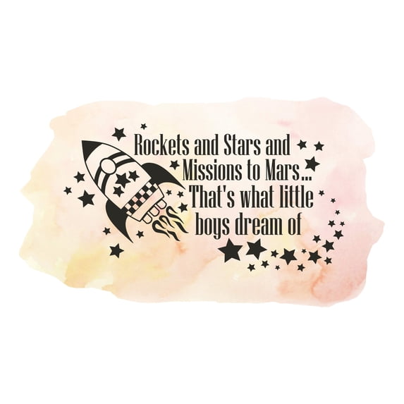 Quotes & Sayings Wall Decals for Care Taker Daycare - Dreaming About Space Rocket DIY & Creativity Boy Girl Bedroom Wall Sticker - Size: 10 In x 6 In