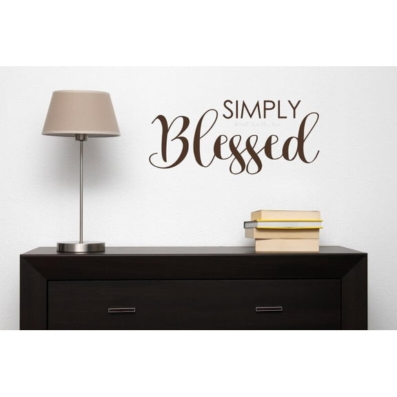 Quotes Wall Decor | Simply Blessed | Fall Home Decals Vinyl Art Stickers 23x10-Inch Chocolate Brown