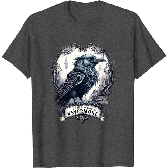 Quoth The Raven Nevermore by Edgar Allan Poe Softstyle Unisex T-Shirt,Dark Heather Grey Color,Size L