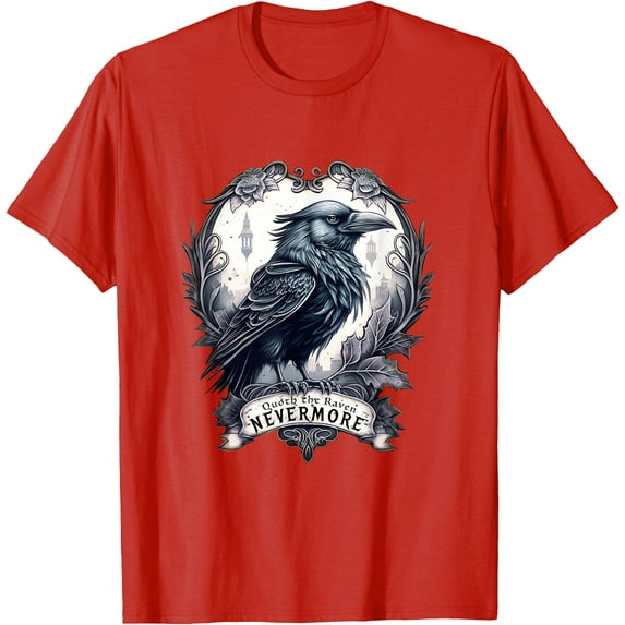 Quoth The Raven Nevermore by Edgar Allan Poe Softstyle Unisex T-Shirt,Red Color,Size YS