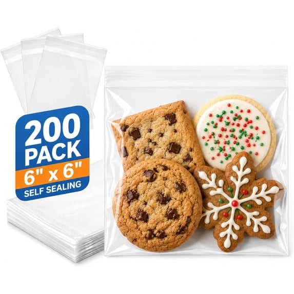 Quotidian Clear Self-Seal Packaging Bags, 6 x 6 in, 200 Count