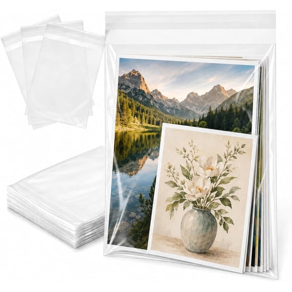 Quotidian Clear Self-Seal Packaging Bags, 8 x 10 in, 200 Count