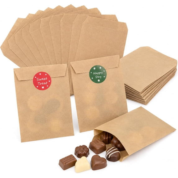 Quotidian 200 Pack Brown Kraft Paper Party Favor Bags 2.75 x 4.5 inch for Bakery Treats