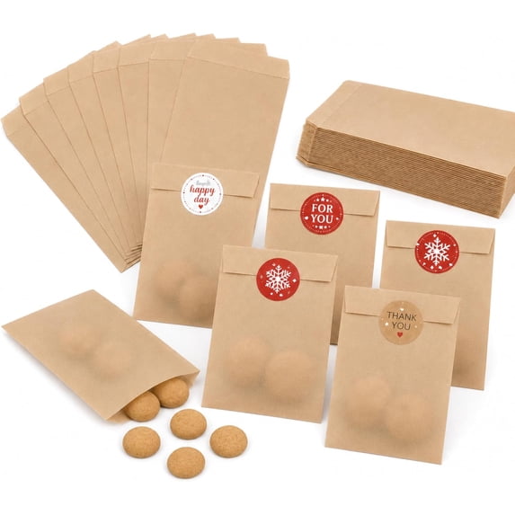 Quotidian 200 Pack Brown Kraft Paper Party Favor Bags 3 x 5 inch for Bakery Treats