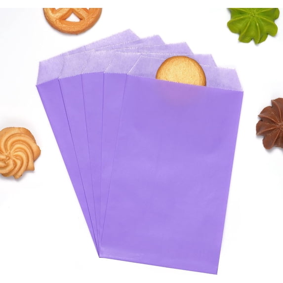 Quotidian 200 Pack Lavender Glassine Paper Treat Bags 4 x 6 inch for Party Favors Bakery