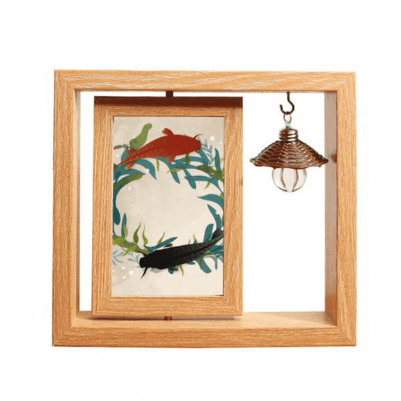 Quoting Word Fish Image Sea  Wooden Rotating Picture Photo Frame 4x6