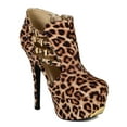 thumbnail image 1 of Qupid BB63 Women Leopard Suede Cut Out Round Toe Platform Stiletto Heel Ankle Bootie, 1 of 6