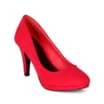 thumbnail image 1 of Qupid BE64 Suede Women Platform Mid Heel Stiletto Pump, 1 of 5
