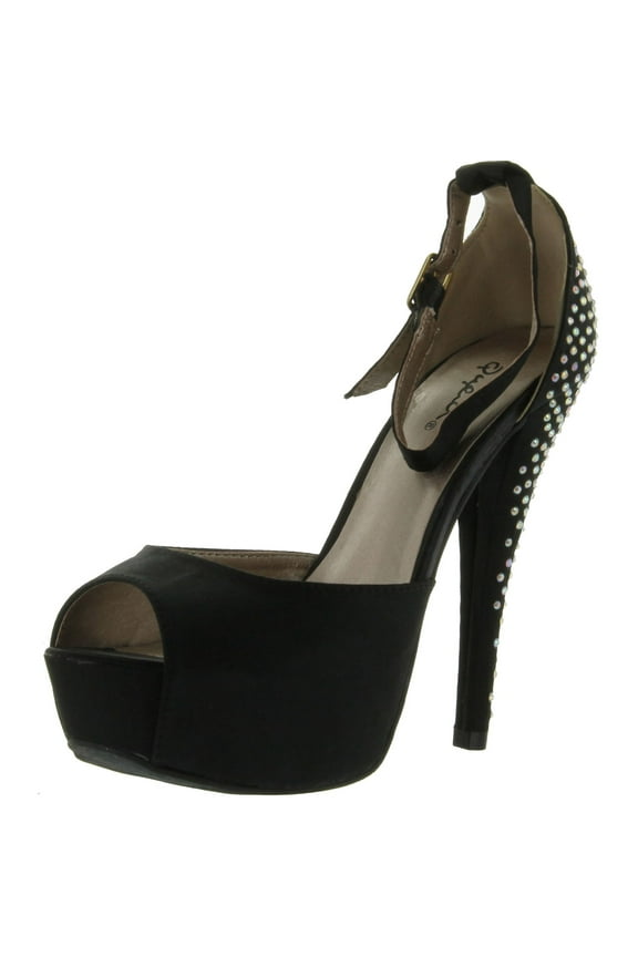 CHANCE-06 Jewel Rhinestone Platform High Heel Ankle Strap Party Sandal