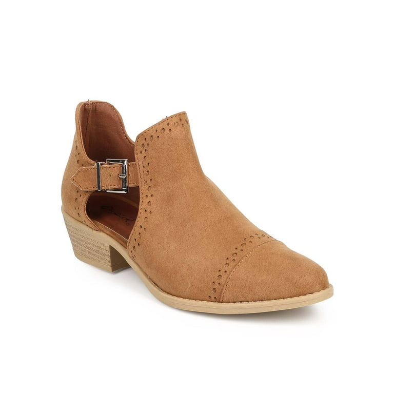 Qupid DE50 Women Suede Cap Toe Tailored Cutout Ankle Bootie Walmart