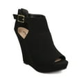 thumbnail image 1 of Qupid FC24 Women Nubuck Peep Toe Cut Out Platform Wedge Bootie, 1 of 5