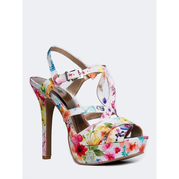 Qupid Gaze-449 - White Multi Fabric 10