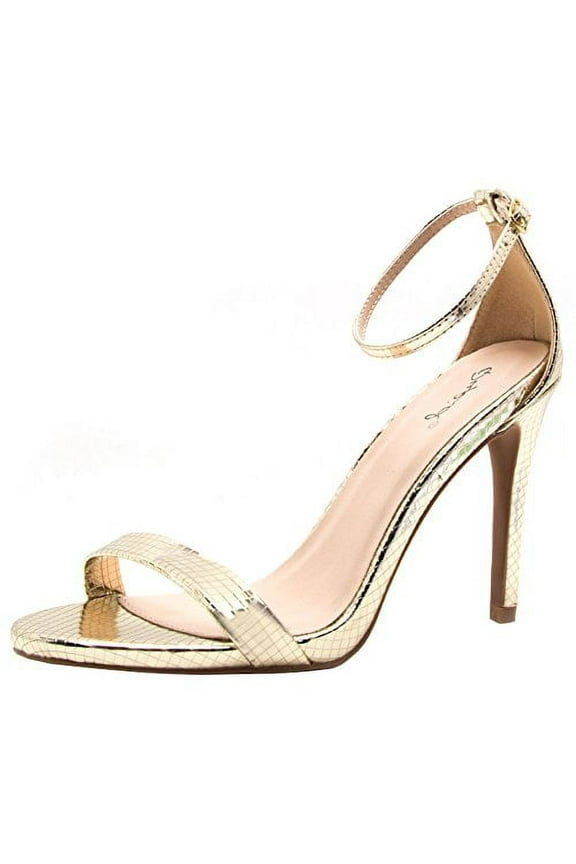 Grammy-01 Champagne Texture High Heeled Stiletto Open Toe Dress Sandals (Champagne, 10)