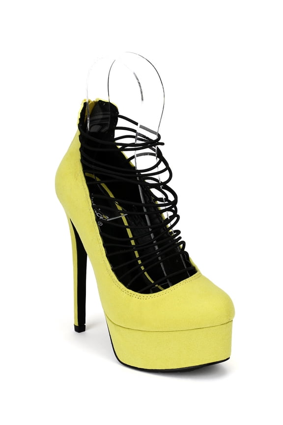 Ravish-08 Nubuck Strappy Round Toe Platform Pump