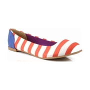 Qupid Salya-629 Striped Round Toe Ballet Flat