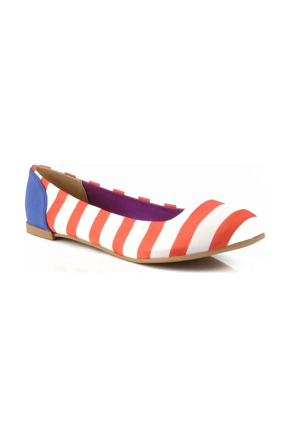Salya-629 Striped Round Toe Ballet Flat