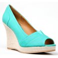 thumbnail image 1 of Qupid TALEN-265 Designer Inspired Peep Toe Canvas Wedge Heel Sandals, 1 of 4