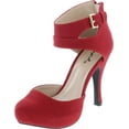 thumbnail image 1 of Qupid Trench-244 Women's round toe high heel zip closure buckle ankle straps Nubuck shoes, 1 of 7