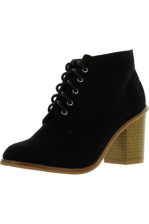 Qupid Varsity-01x Suede Lace Up Booties