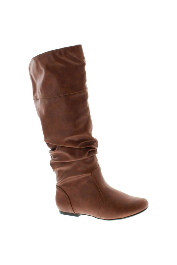 Women's Neo144 Leatherette Basic Slouchy Knee High Flat Boot