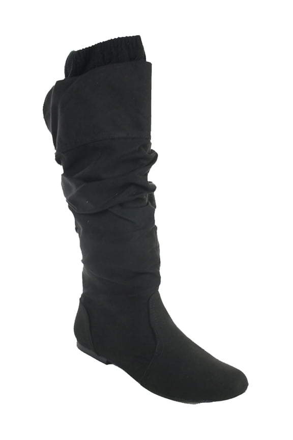 Womens Faux Leather Pointy Toe Wooden Heel Ankle Bootie Black 10