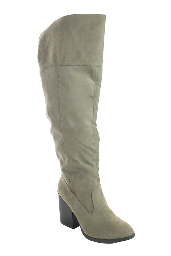 Womens Faux Suede Knee High Almond Toe Fringe Cowboy Boot Black 7